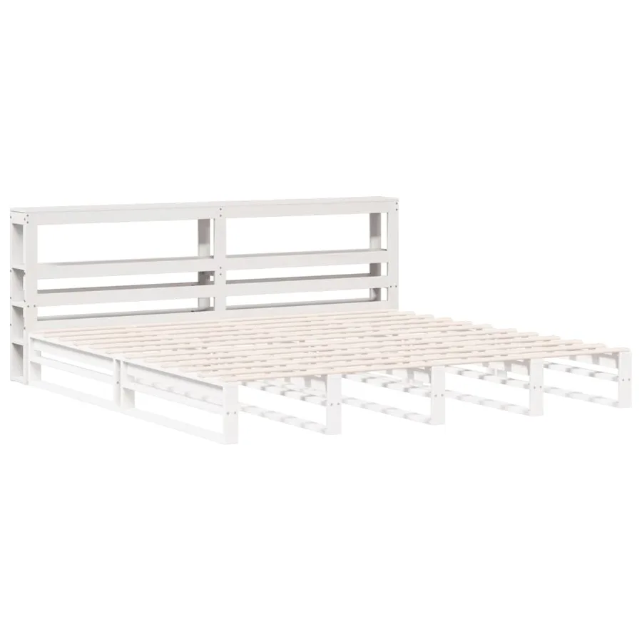 Tête de lit avec étagères blanc 180 cm bois massif de pin - 4