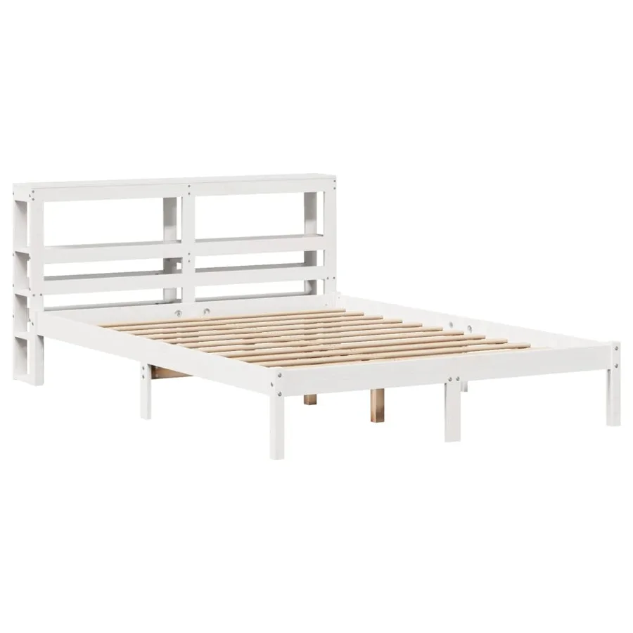 Cadre de lit sans matelas blanc 140x200 cm bois de pin massif - 3