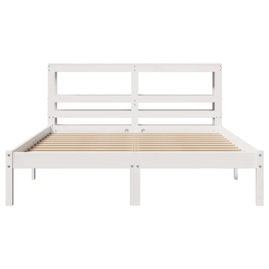 Cadre de lit sans matelas blanc 140x200 cm bois de pin massif - 4