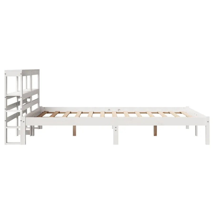 Cadre de lit sans matelas blanc 140x200 cm bois de pin massif - 5