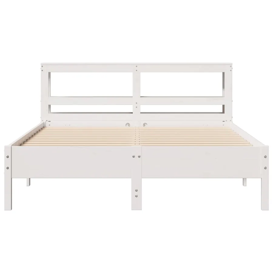 Cadre de lit sans matelas blanc 160x200 cm bois de pin massif - 4