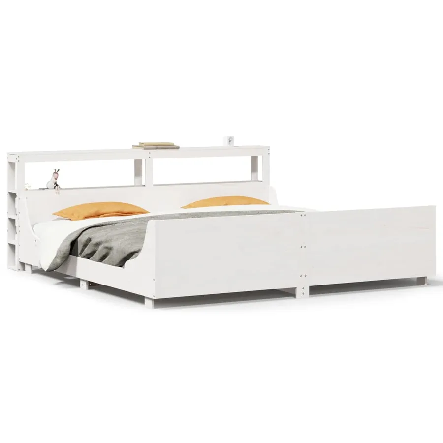 Cadre de lit sans matelas blanc 180x200 cm bois massif de pin - 2