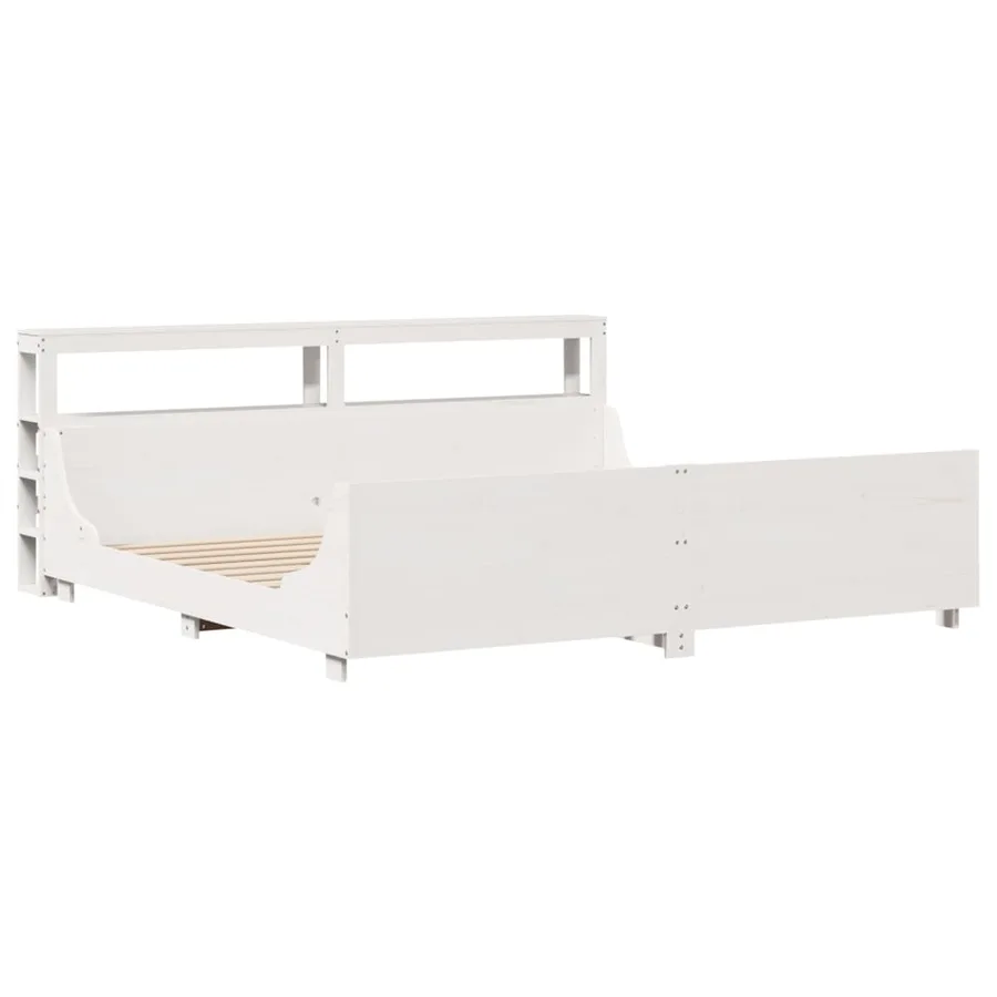 Cadre de lit sans matelas blanc 180x200 cm bois massif de pin - 3