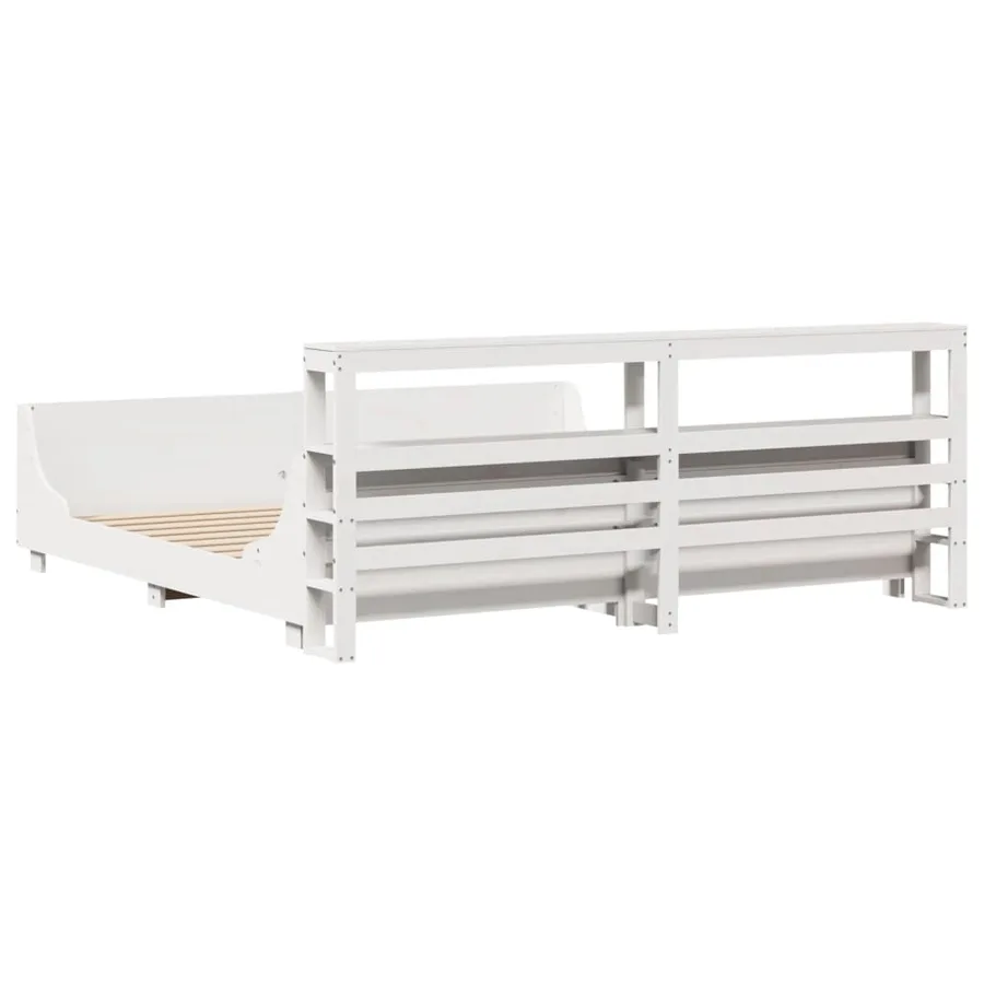 Cadre de lit sans matelas blanc 180x200 cm bois massif de pin - 8