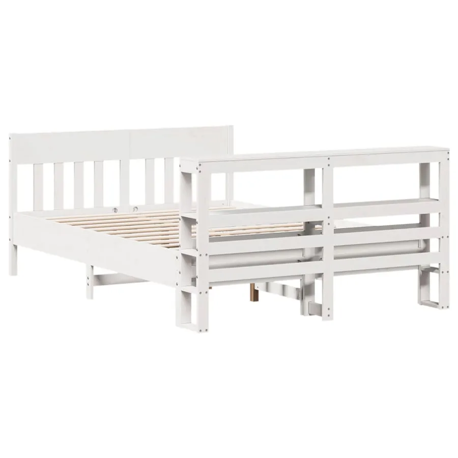 Cadre de lit sans matelas blanc 140x200 cm bois de pin massif - 6
