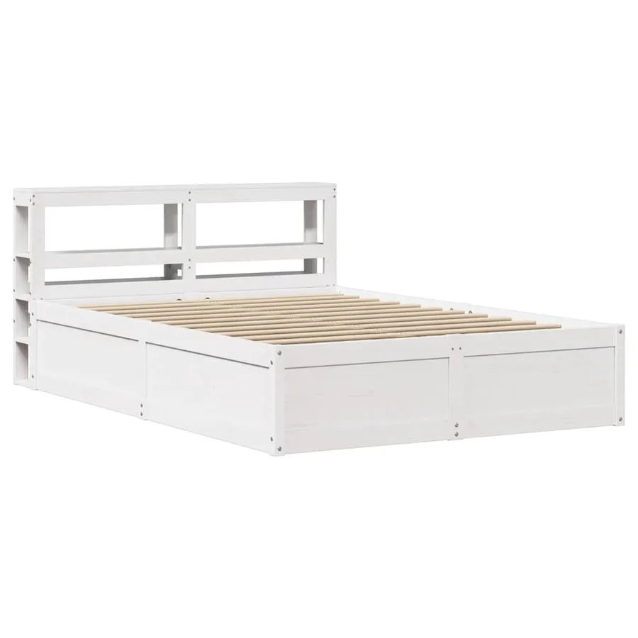 Cadre de lit et tête de lit blanc 140x190 cm bois de pin massif - 2