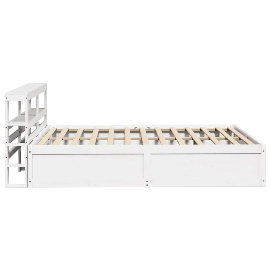 Cadre de lit et tête de lit blanc 140x190 cm bois de pin massif - 7