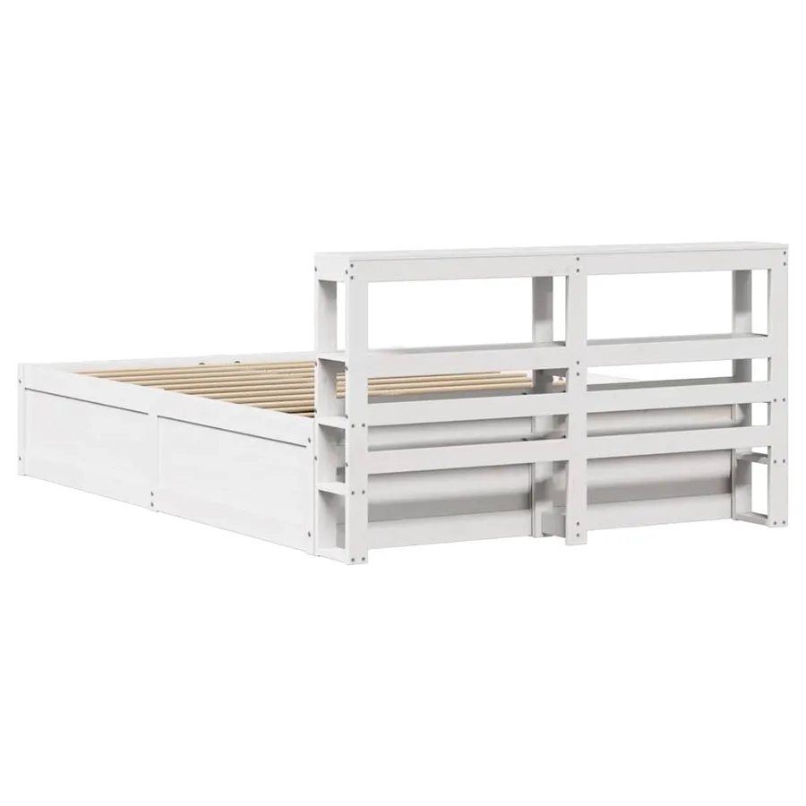 Cadre de lit et tête de lit blanc 140x190 cm bois de pin massif - 8