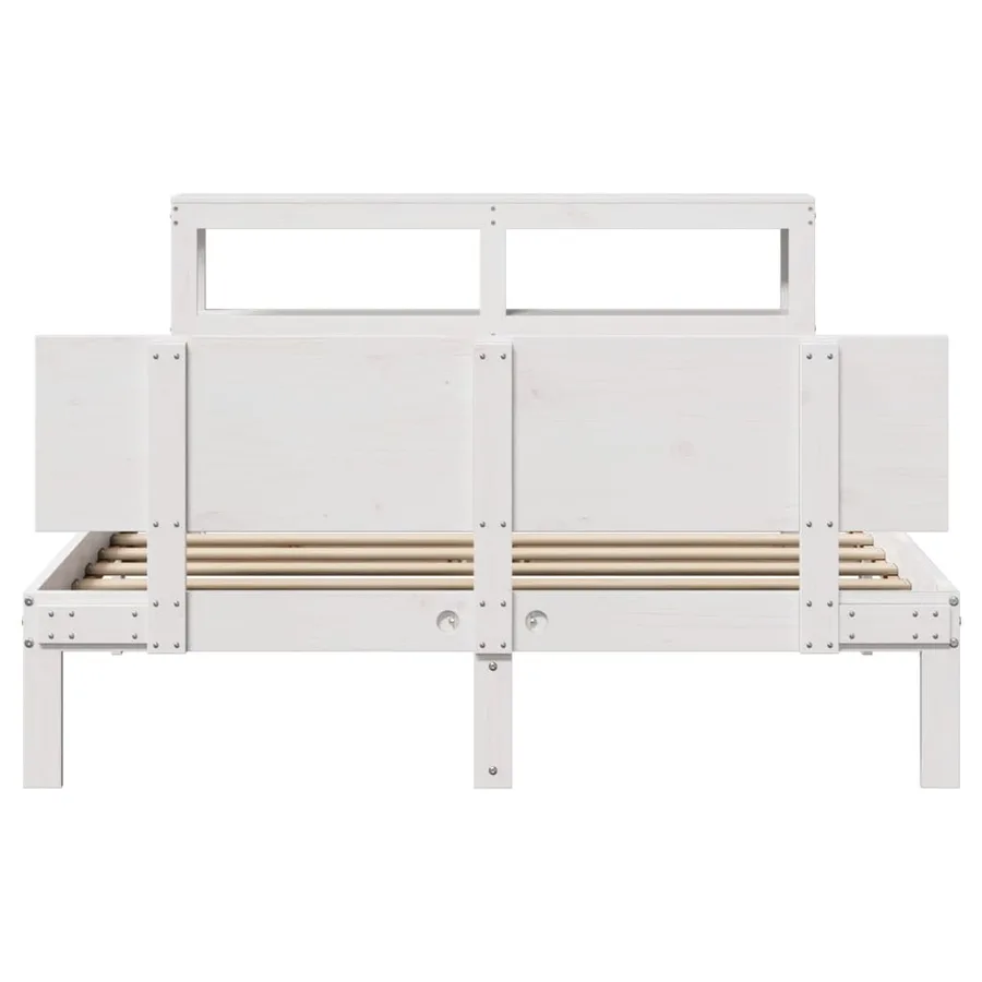Cadre de lit avec tête de lit sans matelas blanc 140x200 cm - 4