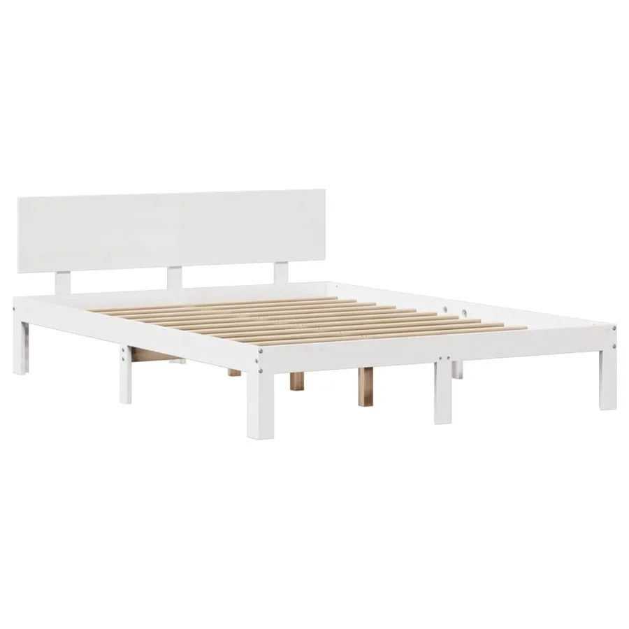Cadre de lit avec tête de lit sans matelas blanc 140x200 cm - 7