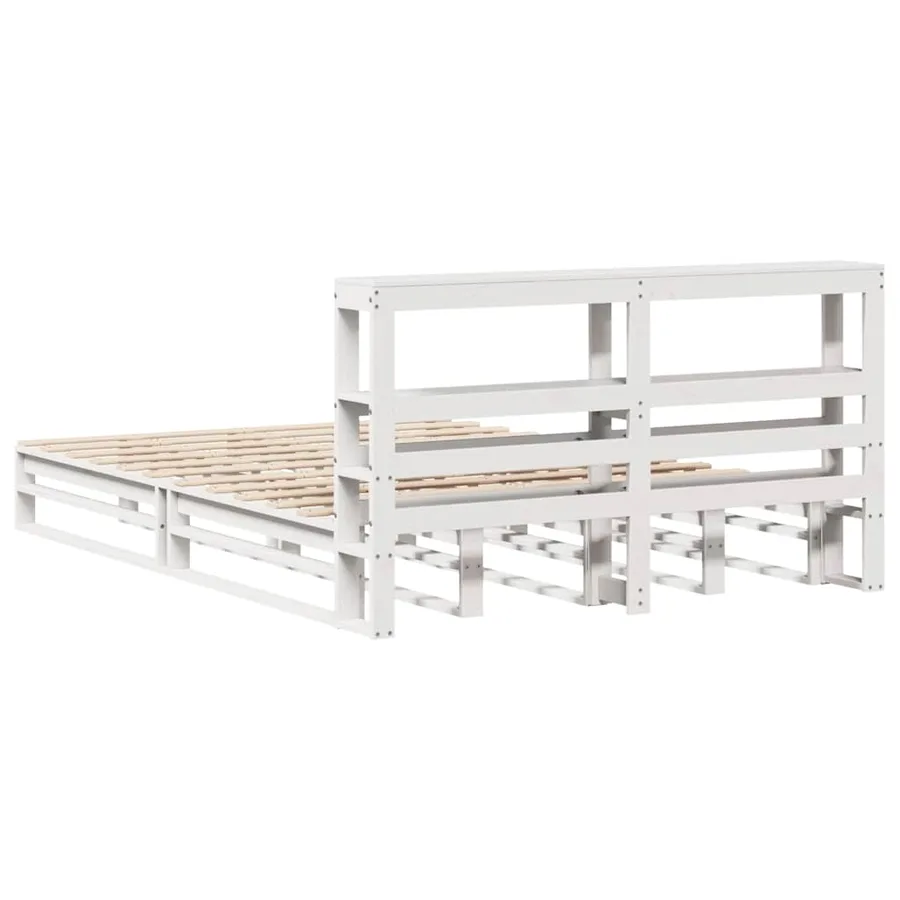 Cadre de lit sans matelas blanc 160x200 cm bois de pin massif - 8