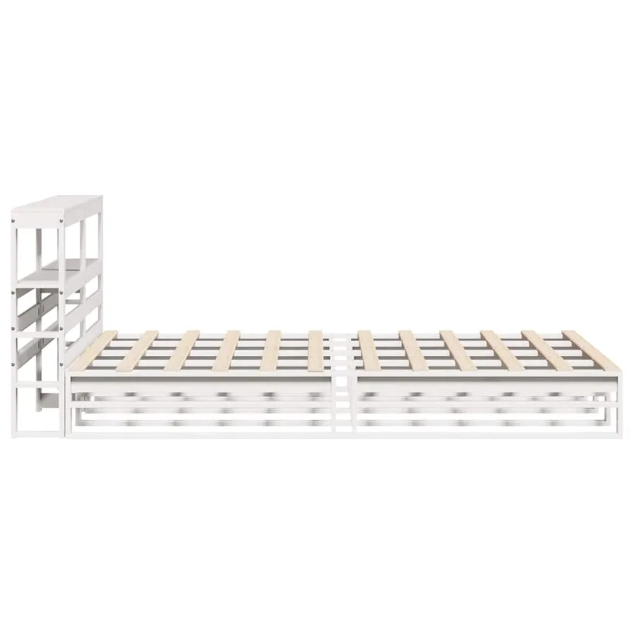 Cadre de lit sans matelas blanc 140x190 cm bois de pin massif - 7