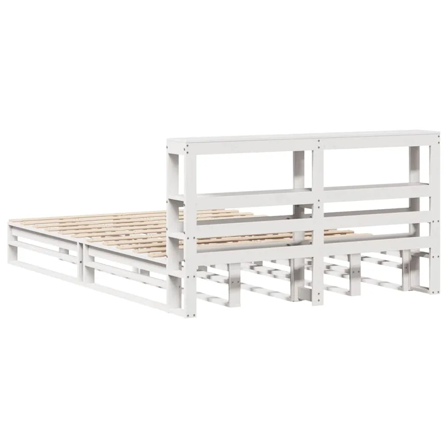 Cadre de lit sans matelas blanc 140x190 cm bois de pin massif - 8