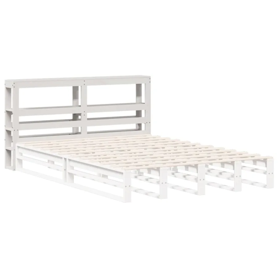 Tête de lit avec étagères blanc 135 cm bois massif de pin - 4