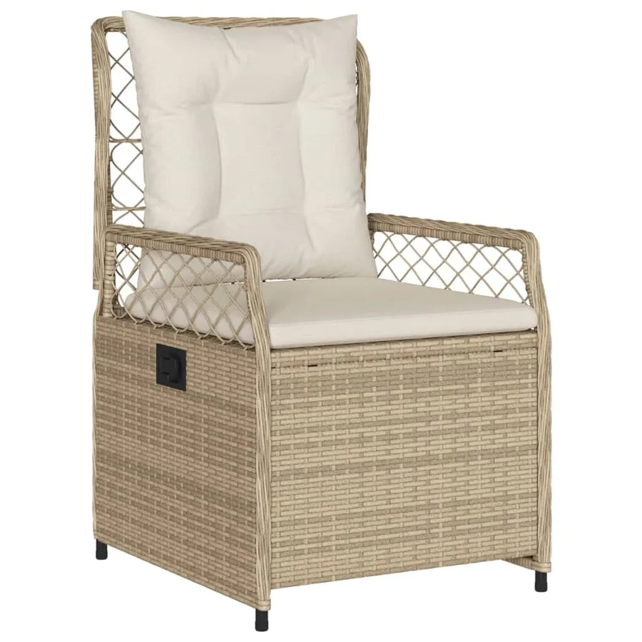 Ensemble à manger de jardin avec coussins 5pcs Beige poly rotin - 3