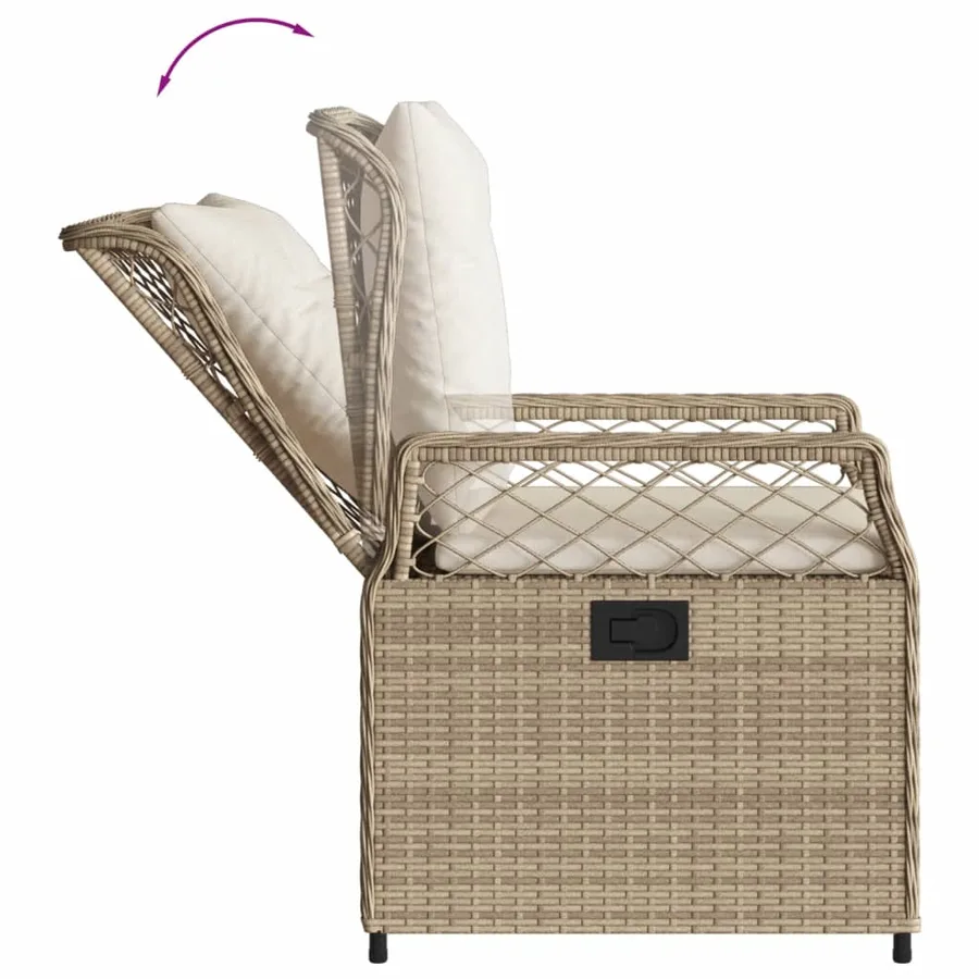 Ensemble à manger de jardin avec coussins 5pcs Beige poly rotin - 5