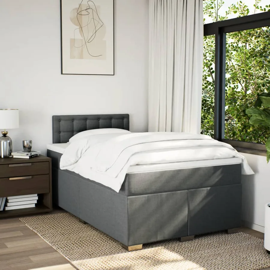 Sommier à lattes de lit avec matelas Gris foncé 120x200cm Tissu - 4
