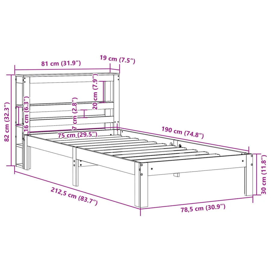 Cadre de lit avec tête de lit sans matelas blanc 75x190 cm - 11