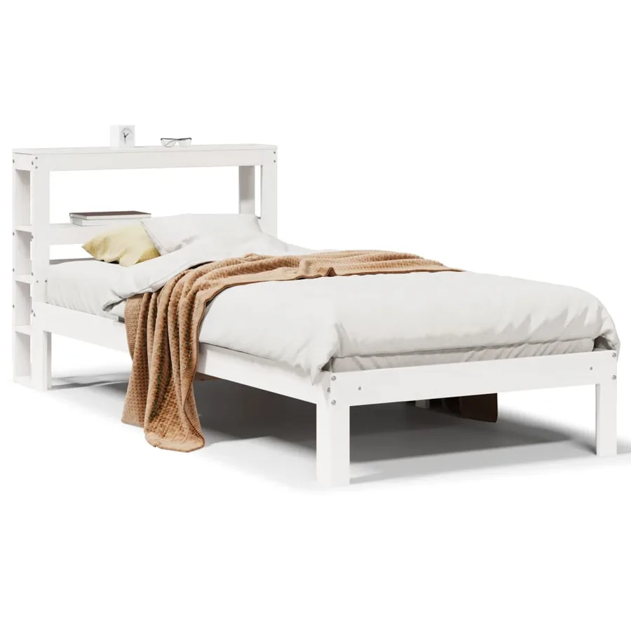 Cadre de lit avec tête de lit sans matelas blanc 75x190 cm - 2