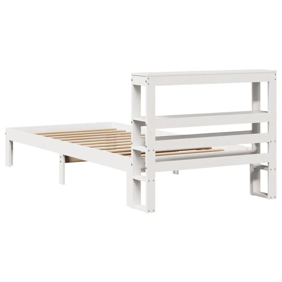 Cadre de lit avec tête de lit sans matelas blanc 75x190 cm - 6