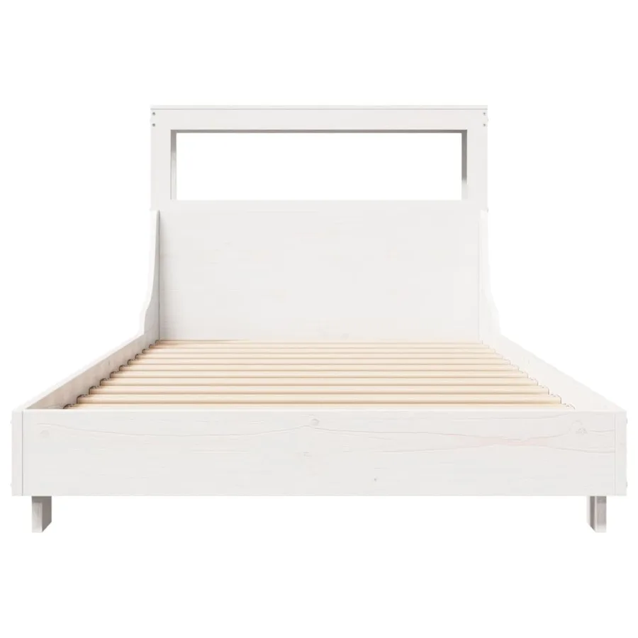 Cadre de lit sans matelas blanc 75x190 cm bois de pin massif - 4