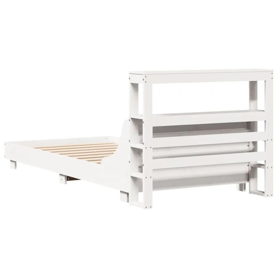 Cadre de lit sans matelas blanc 75x190 cm bois de pin massif - 6