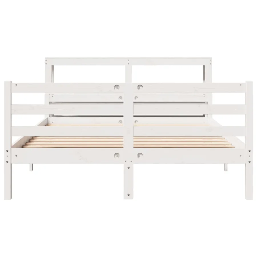Cadre de lit et tête de lit sans matelas blanc 135x190 cm - 4