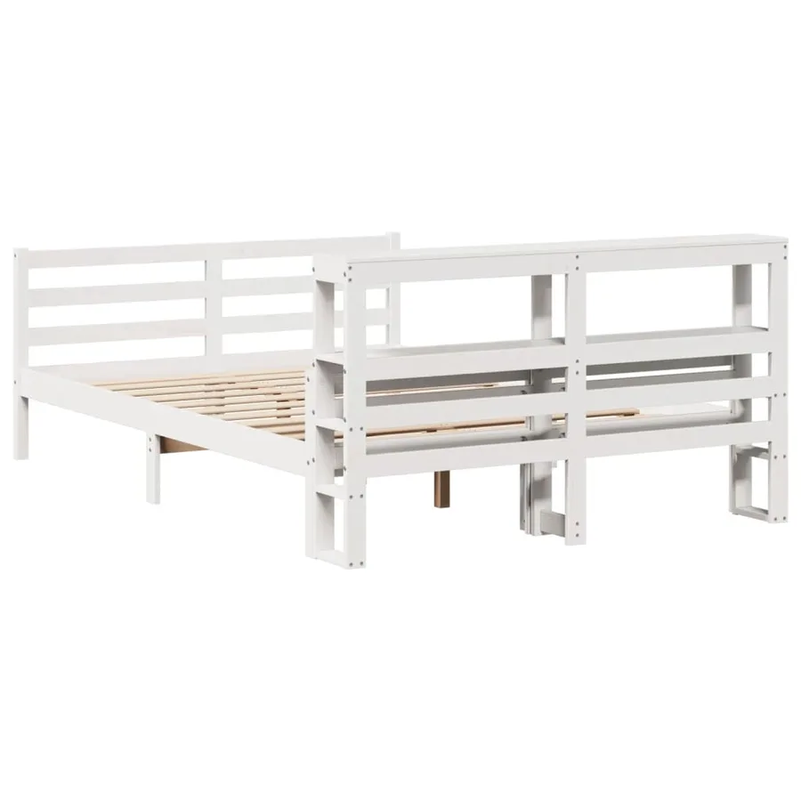 Cadre de lit et tête de lit sans matelas blanc 135x190 cm - 6