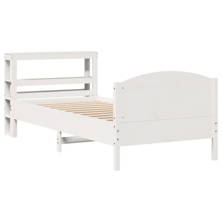 Cadre de lit sans matelas blanc 75x190 cm bois de pin massif - 3