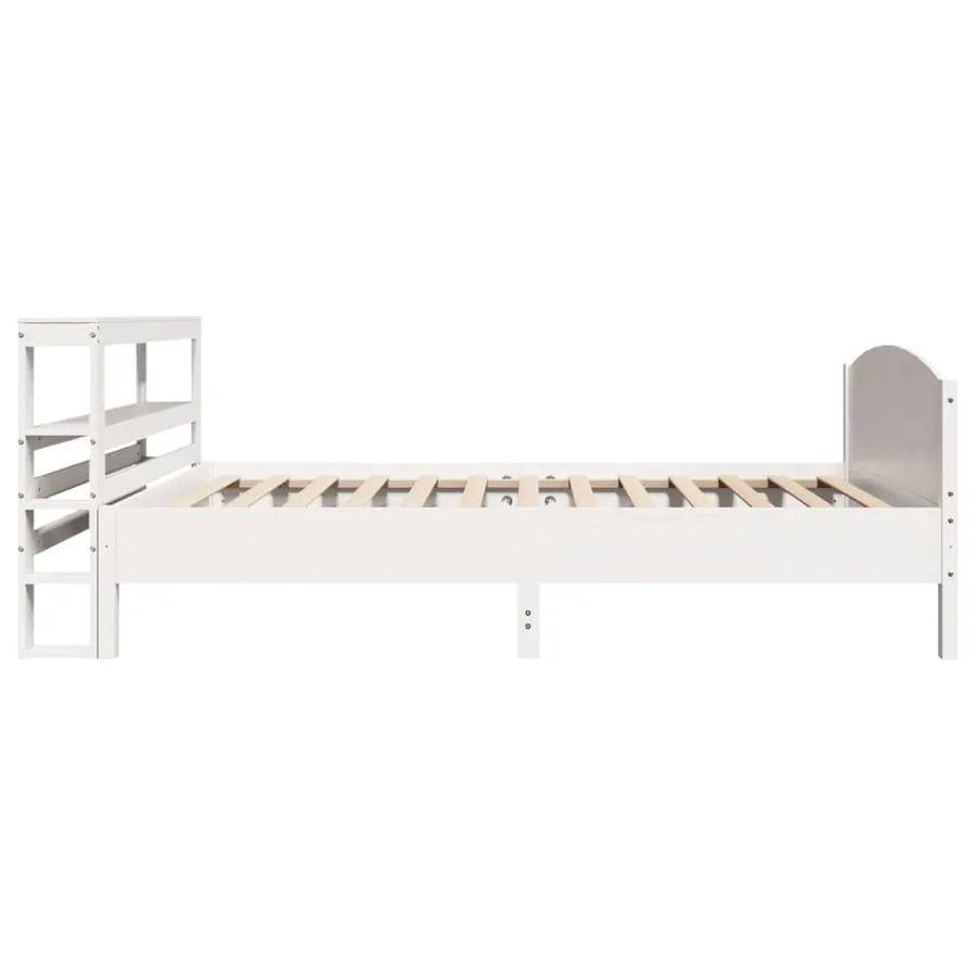 Cadre de lit sans matelas blanc 75x190 cm bois de pin massif - 5