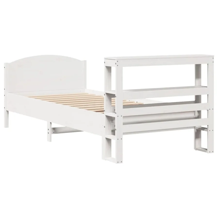Cadre de lit sans matelas blanc 75x190 cm bois de pin massif - 6