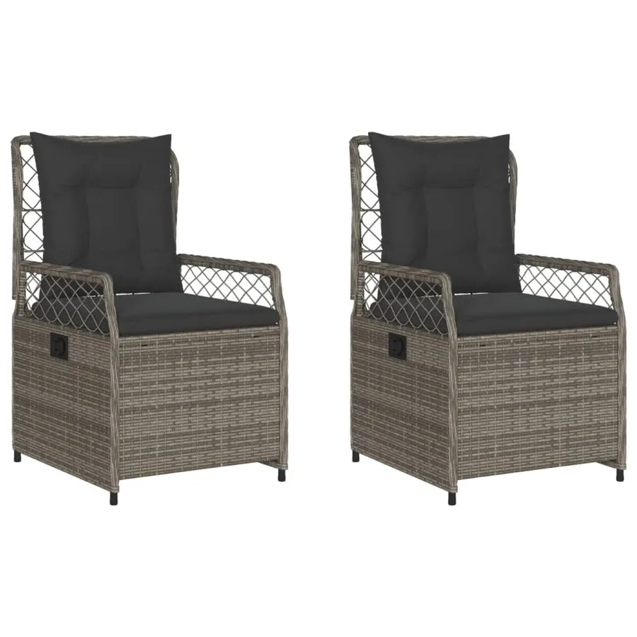 Chaises inclinables de jardin lot de 2 gris résine tressée - 2