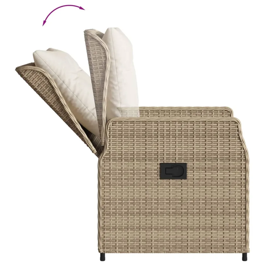Ensemble à manger de jardin avec coussins 5pcs Beige poly rotin - 6