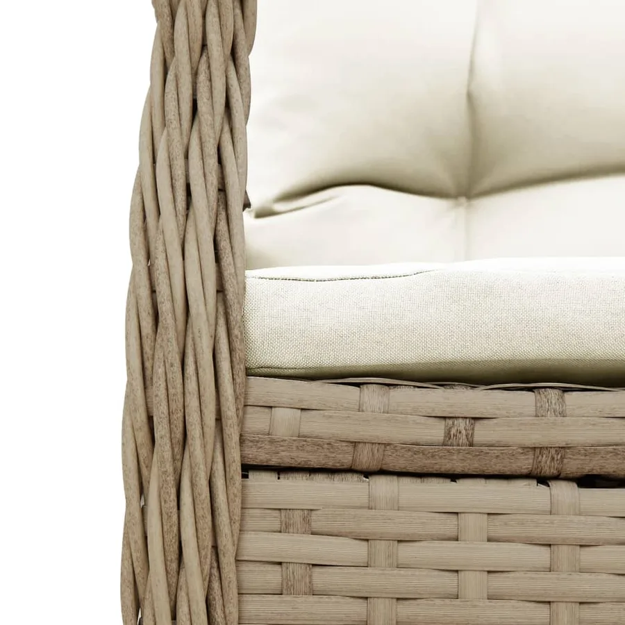 Ensemble à manger de jardin avec coussins 5pcs Beige poly rotin - 7