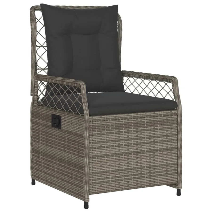 Ensemble à manger de jardin 5 pcs coussins gris résine tressée - 3