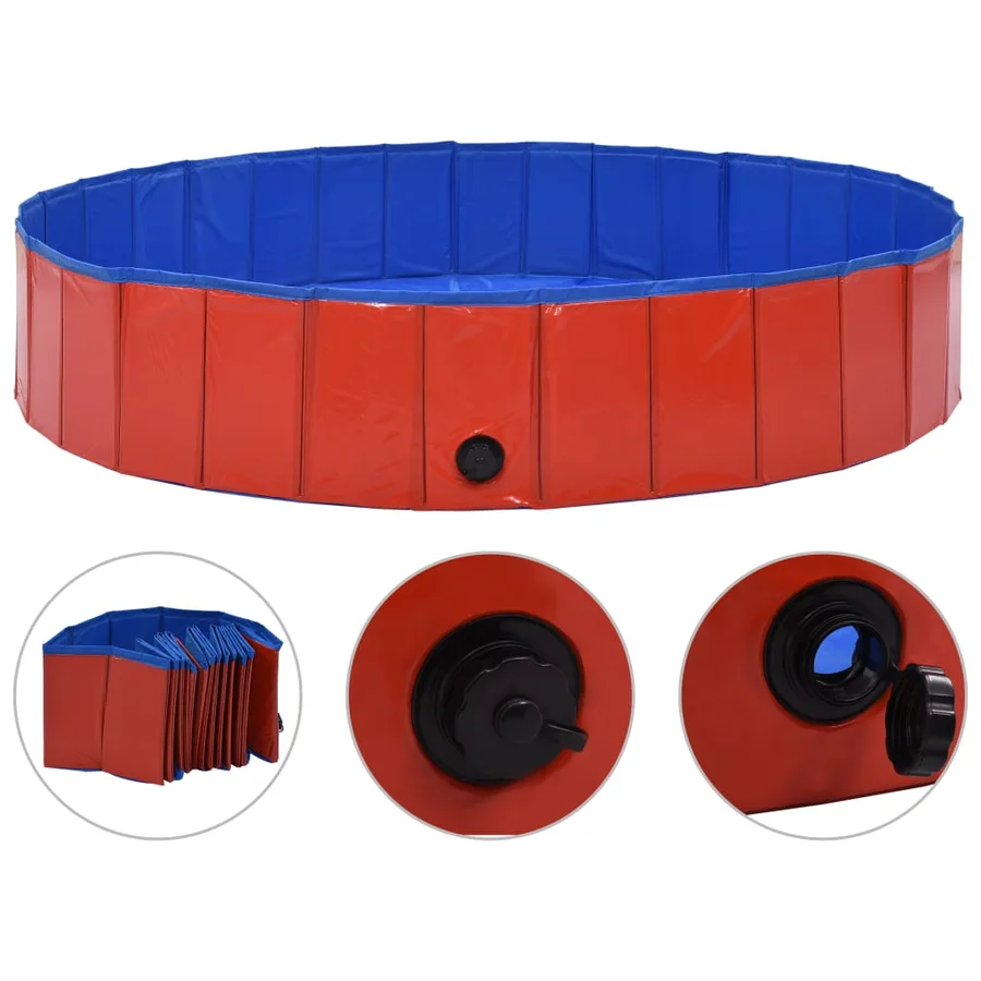 Piscine pliable pour chiens Rouge 160x30 cm PVC - 2
