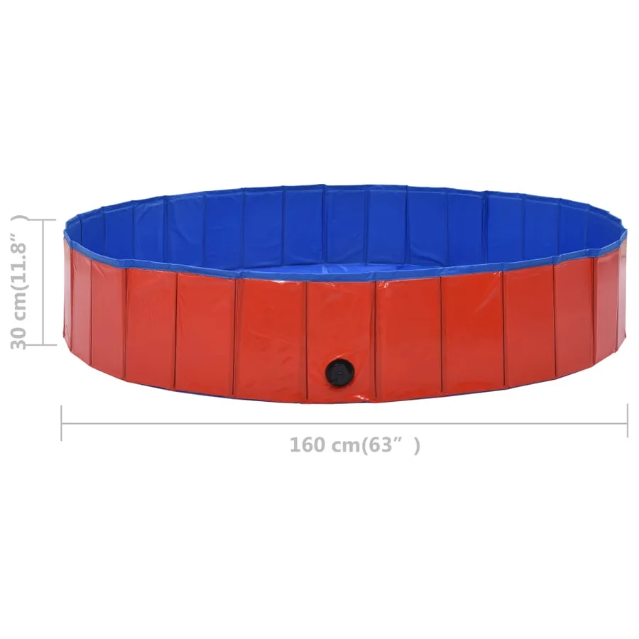 Piscine pliable pour chiens Rouge 160x30 cm PVC - 9