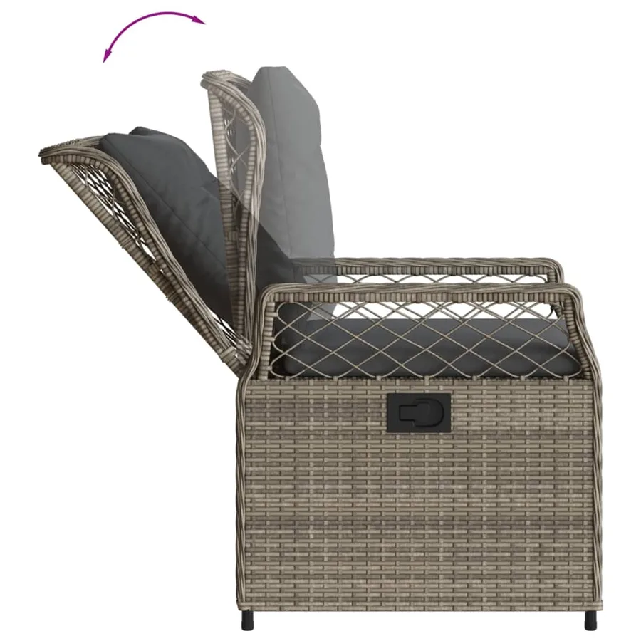 Ensemble à manger de jardin et coussins 7 pcs gris rotin - 5