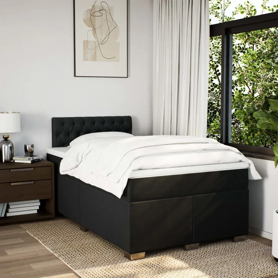 Sommier à lattes de lit avec matelas Noir 120x200 cm Tissu - 4