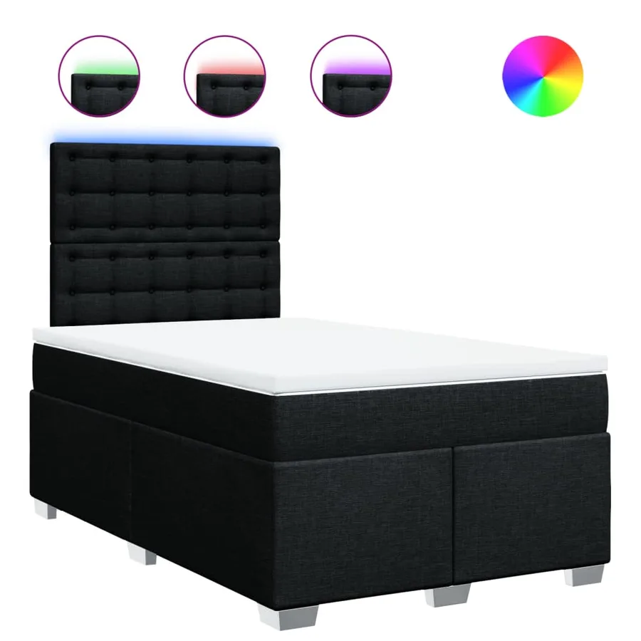 Sommier à lattes de lit avec matelas Noir 120x200 cm Tissu - 2