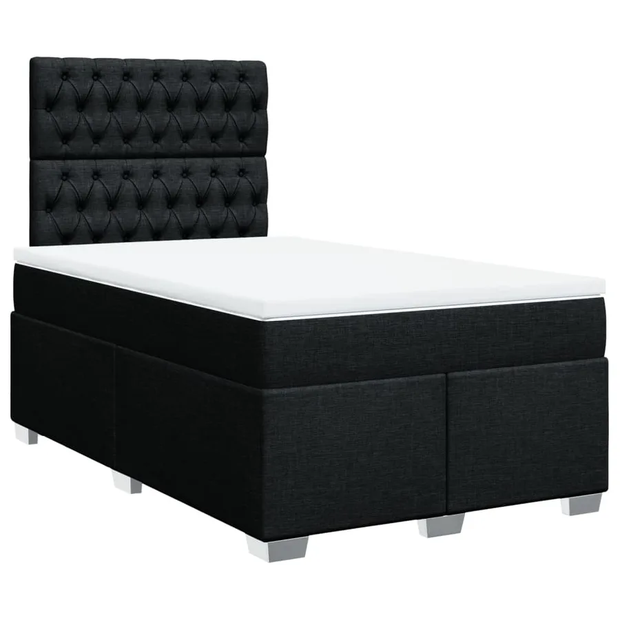 Sommier à lattes de lit avec matelas Noir 120x200 cm Tissu - 2