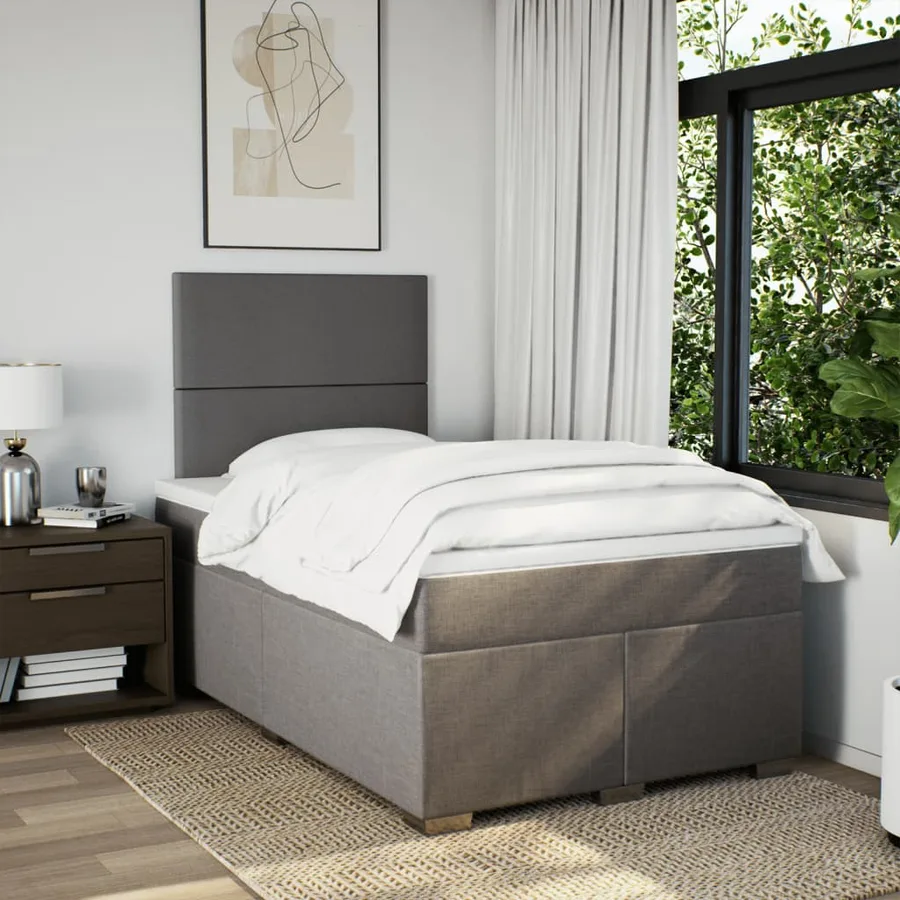 Sommier à lattes de lit avec matelas Taupe 120x200 cm Tissu - 4