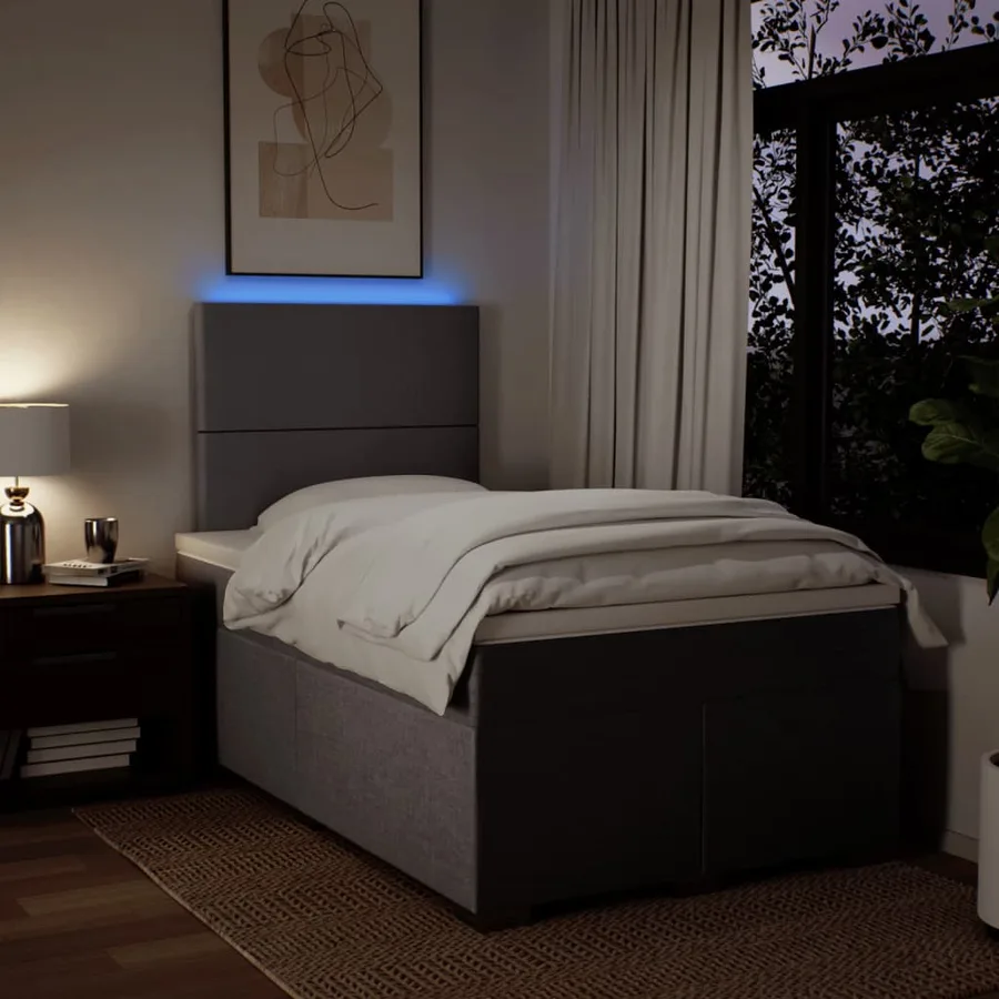 Sommier à lattes de lit avec matelas Taupe 120x200 cm Tissu - 5