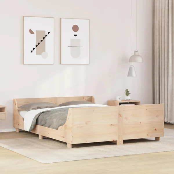 Cadre de lit sans matelas 135x190 cm bois de pin massif