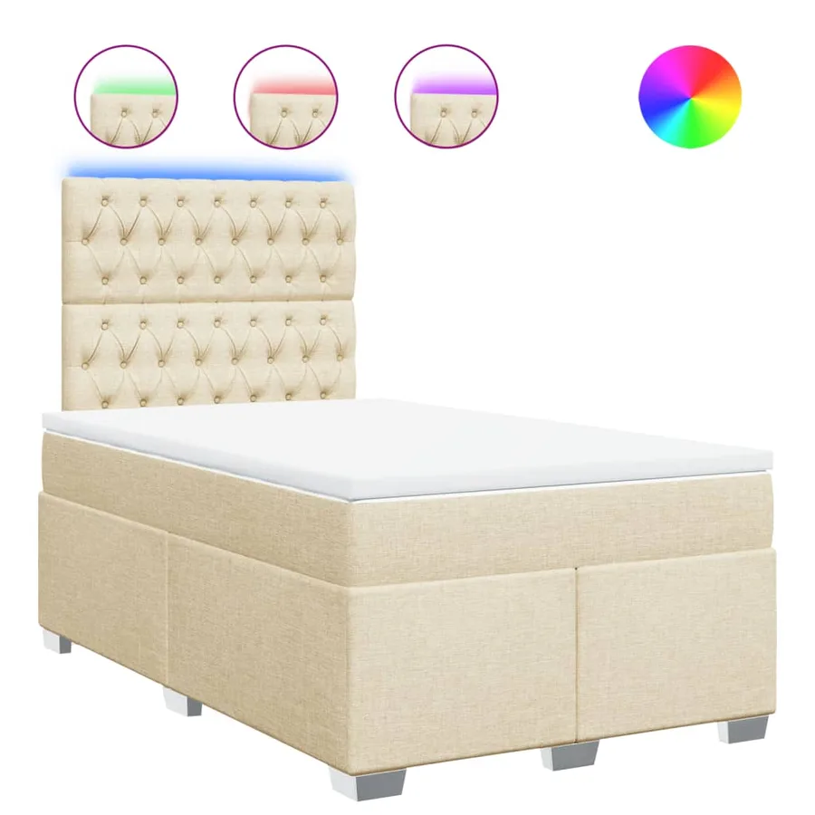 Sommier à lattes de lit avec matelas Crème 120x200 cm Tissu - 2