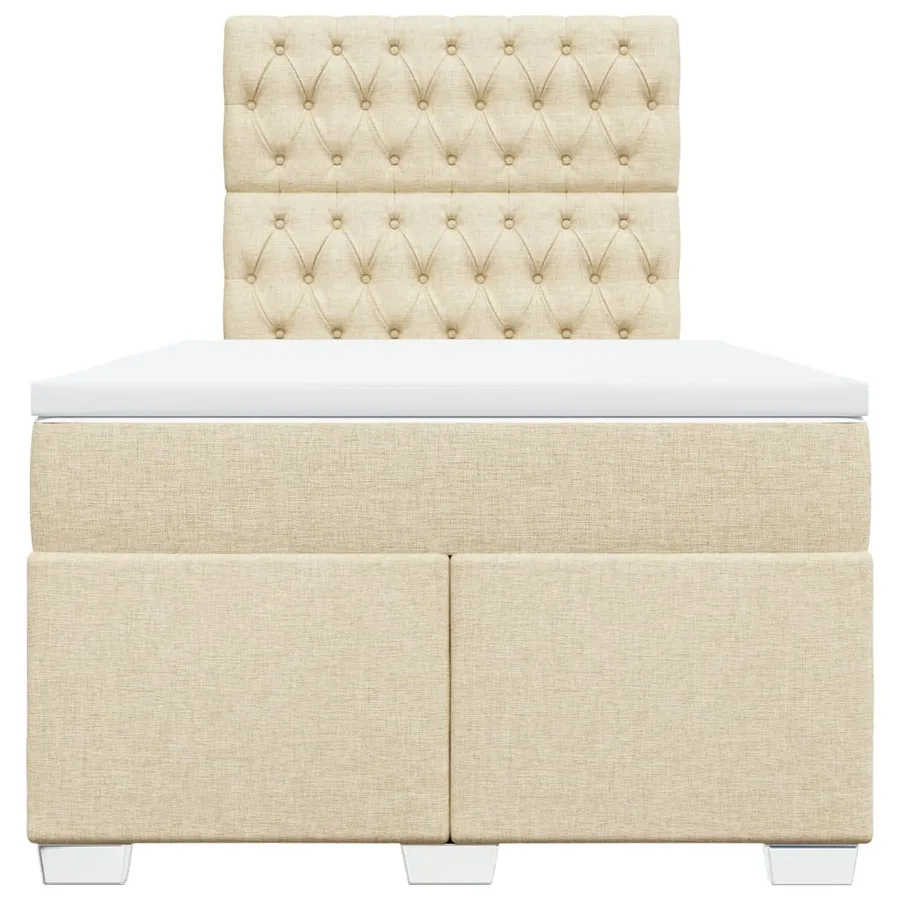 Sommier à lattes de lit avec matelas Crème 120x200 cm Tissu - 6
