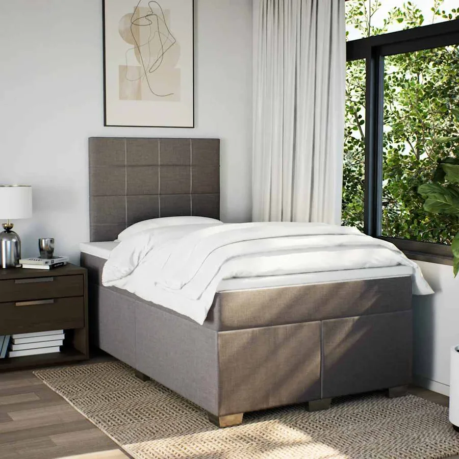 Sommier à lattes de lit avec matelas Taupe 120x200 cm Tissu - 4