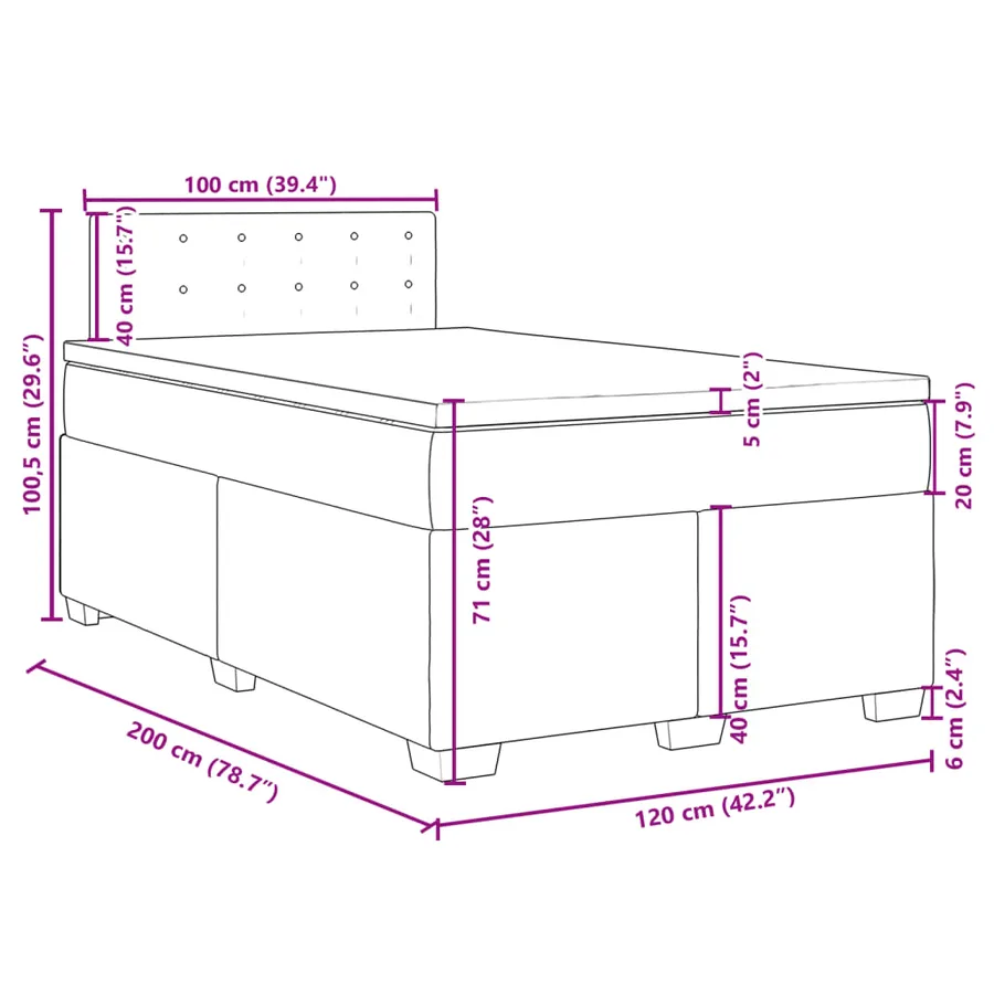 Sommier à lattes de lit avec matelas Taupe 120x200 cm Tissu - 13