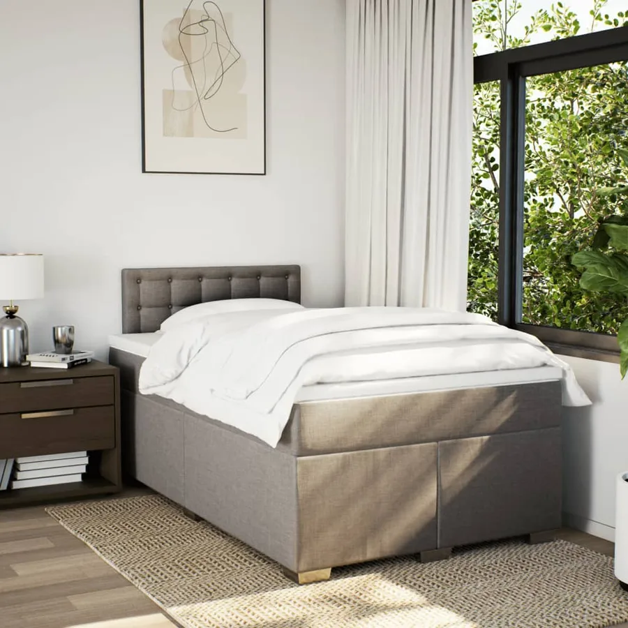 Sommier à lattes de lit avec matelas Taupe 120x200 cm Tissu - 3