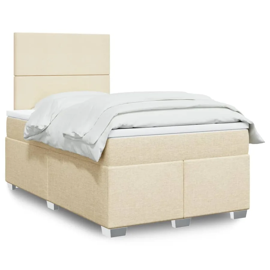 Sommier à lattes de lit avec matelas Crème 120x200 cm Tissu